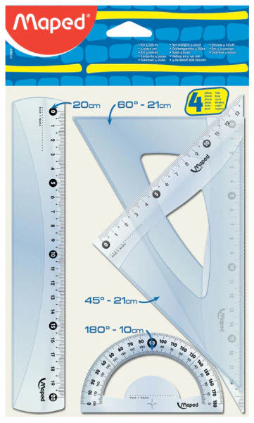 Maped Ruler 20Cm Cristal Medium 4 Pcs set