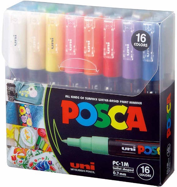 Uni Posca PC-1M Paint Marker Pen, Set of 16