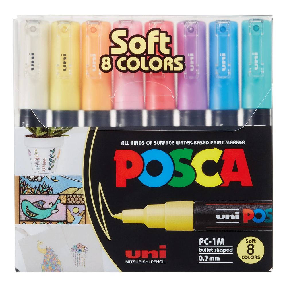 Uni Posca PC-1M Paint Marker Pen - Set of 8
