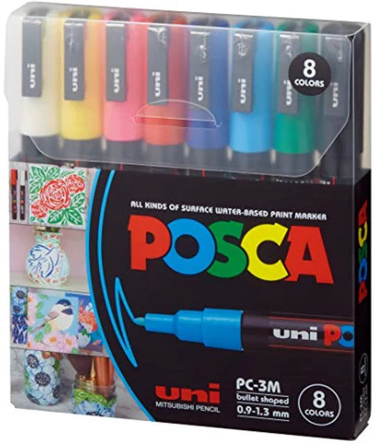 Uni-Ball Posca PC-3M Mendium Soft Colors Paint Markers (Set of 8)