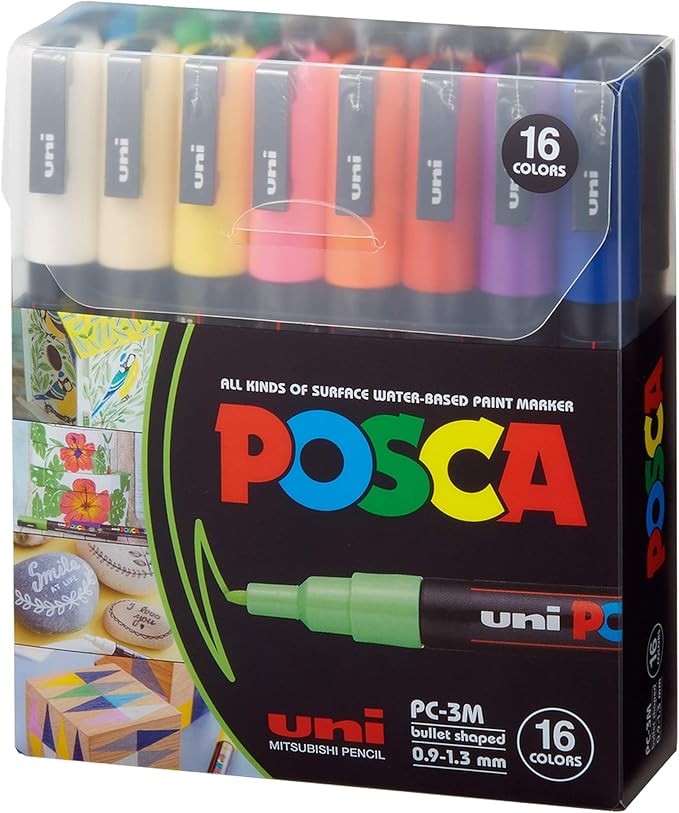 Uniball - Posca Coloring Bullet Markers set of 16 PC3M