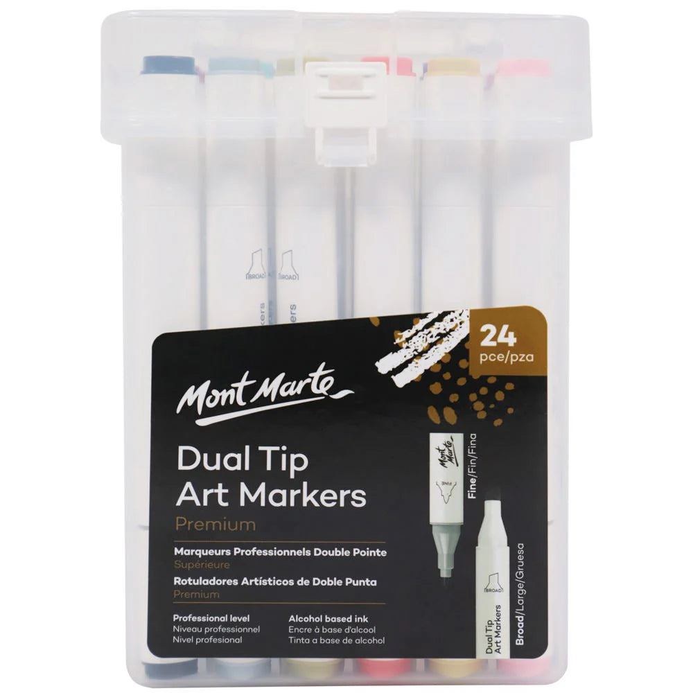 Mont Marte Dual Tip Art Markers in Case Premium 24pc
