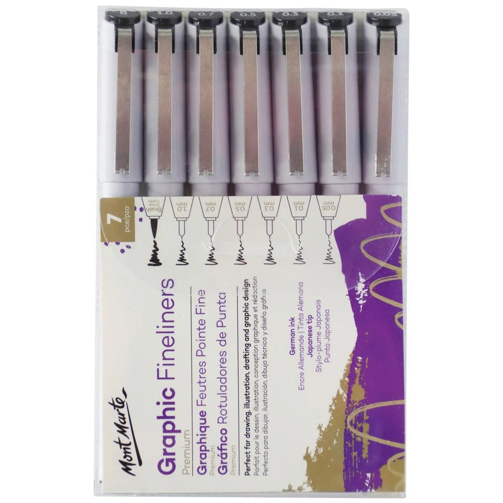 Mont Marte Graphic Premium Graphic Fineliners Set 7Pc