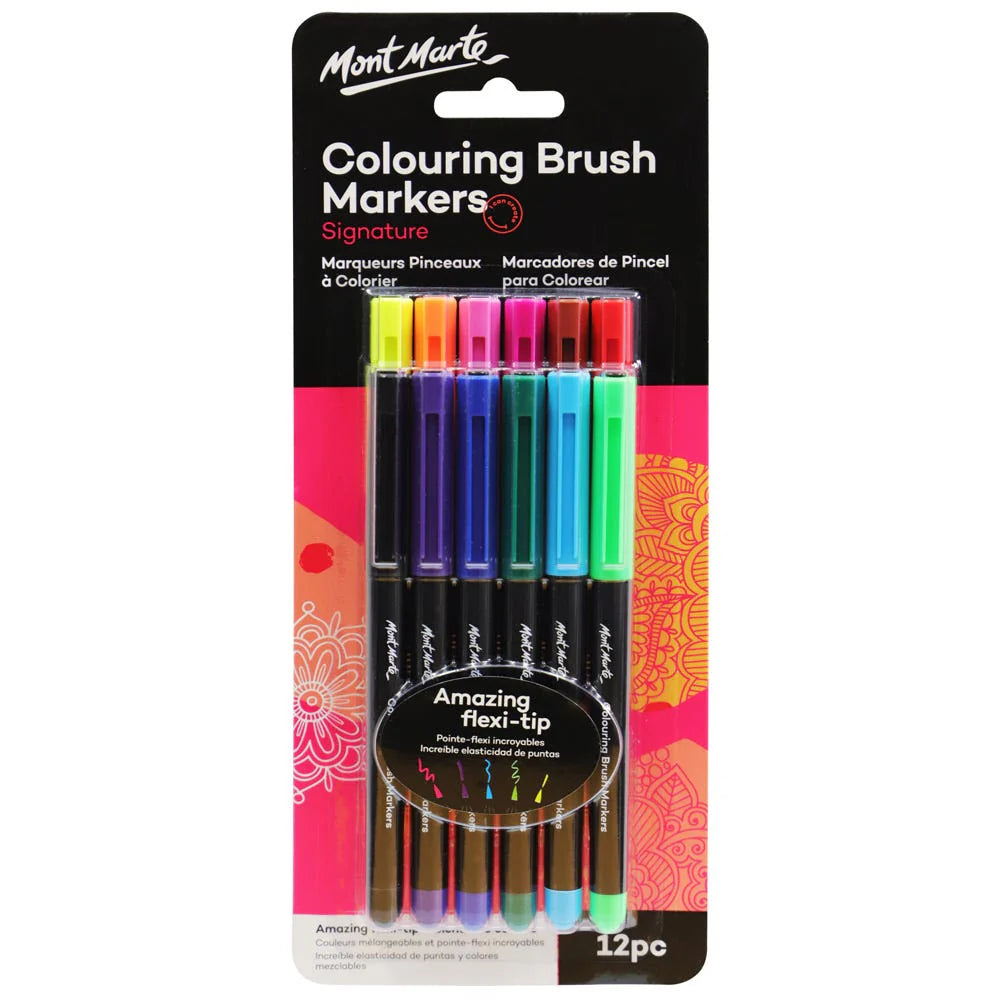 Mont Marte Signature Colouring Brush Markers 12Pc