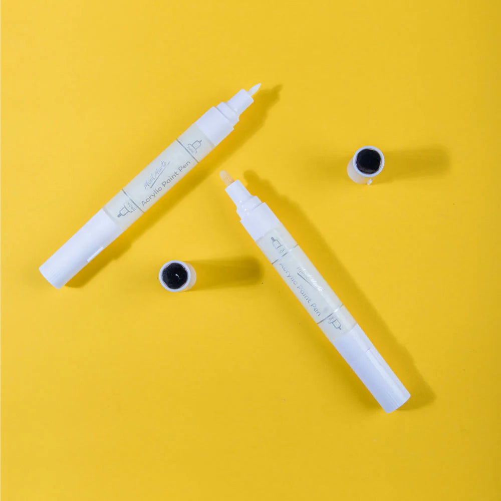 Mont Marte Dual Tip Acrylic Paint Pens Signature White 2pc