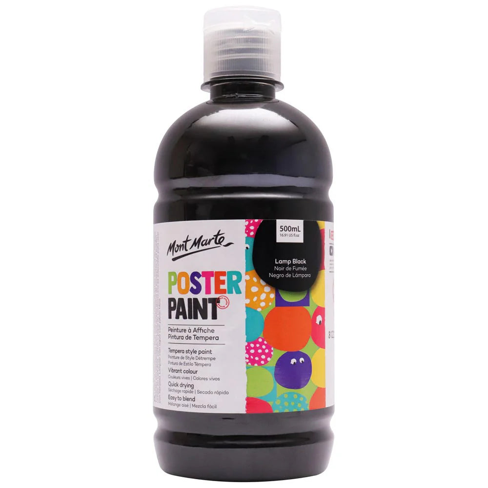 Mont Marte Poster Paint 500Ml - Lamp Black