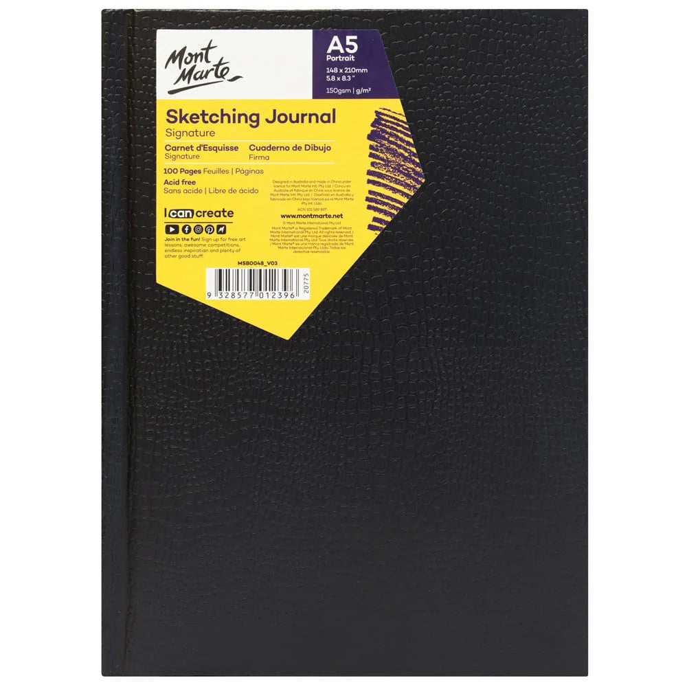 Mont Marte Sketching Journal Croc Finish Signature 150gsm A5 Portrait 100 Page