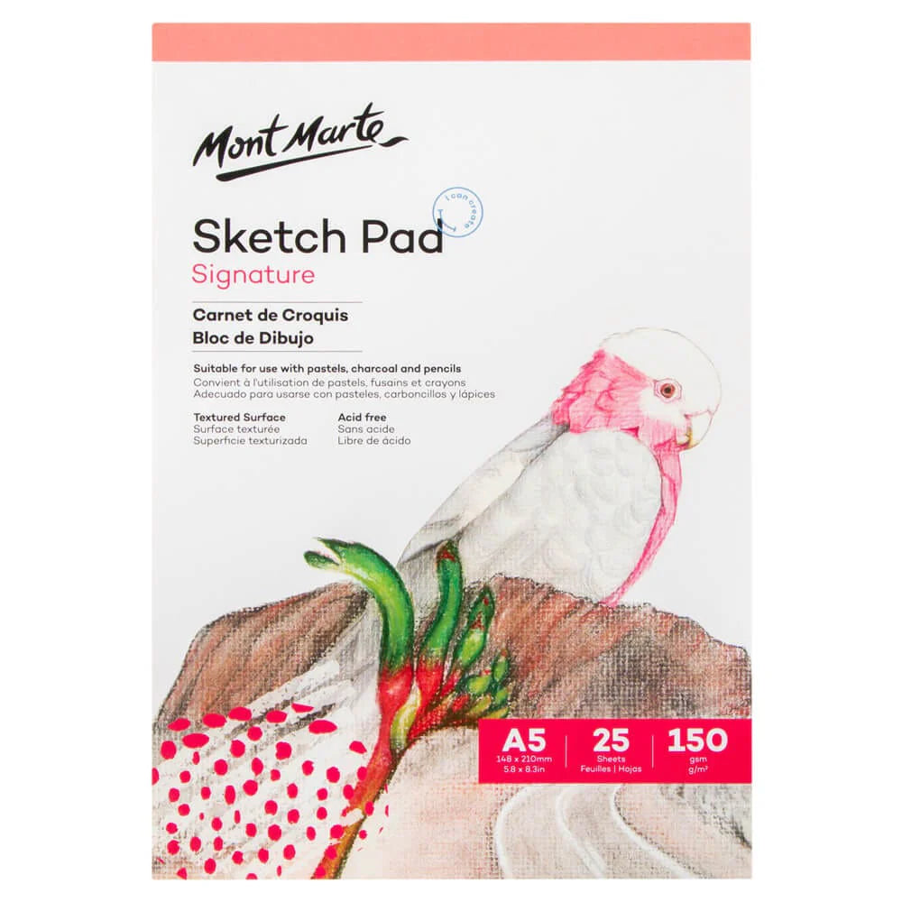 Mont Marte Sketch Pad Signature 150gsm 25 Sheet A5 148 x 210mm (5.8 x 8.3in)