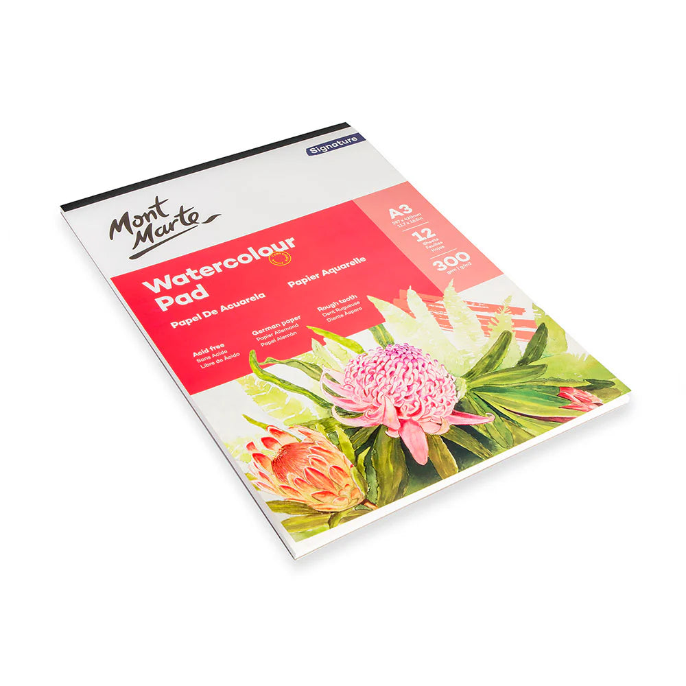 Mont Marte Watercolour Pad German Paper Premium A3 300gsm 12 Sheet
