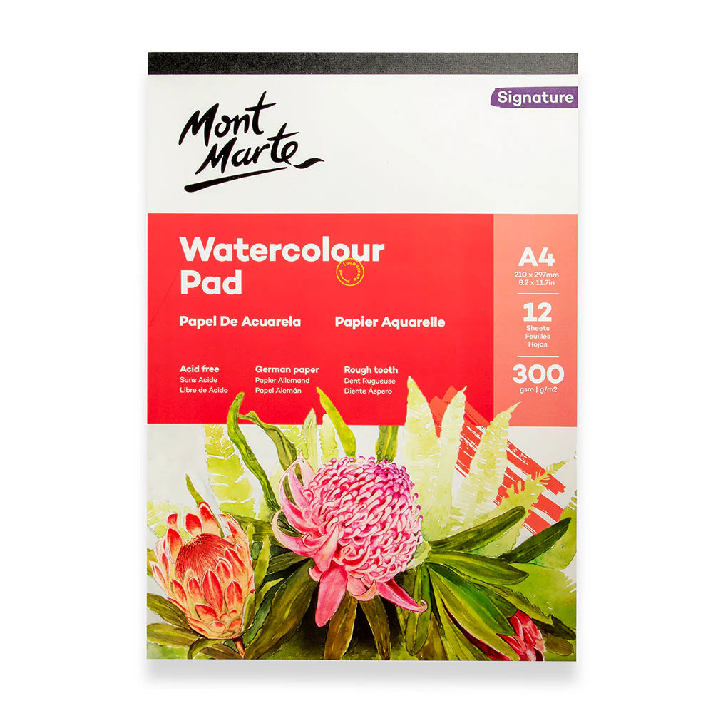 Mont Marte Watercolour Pad Signature A4 12 Sheet 300gsm