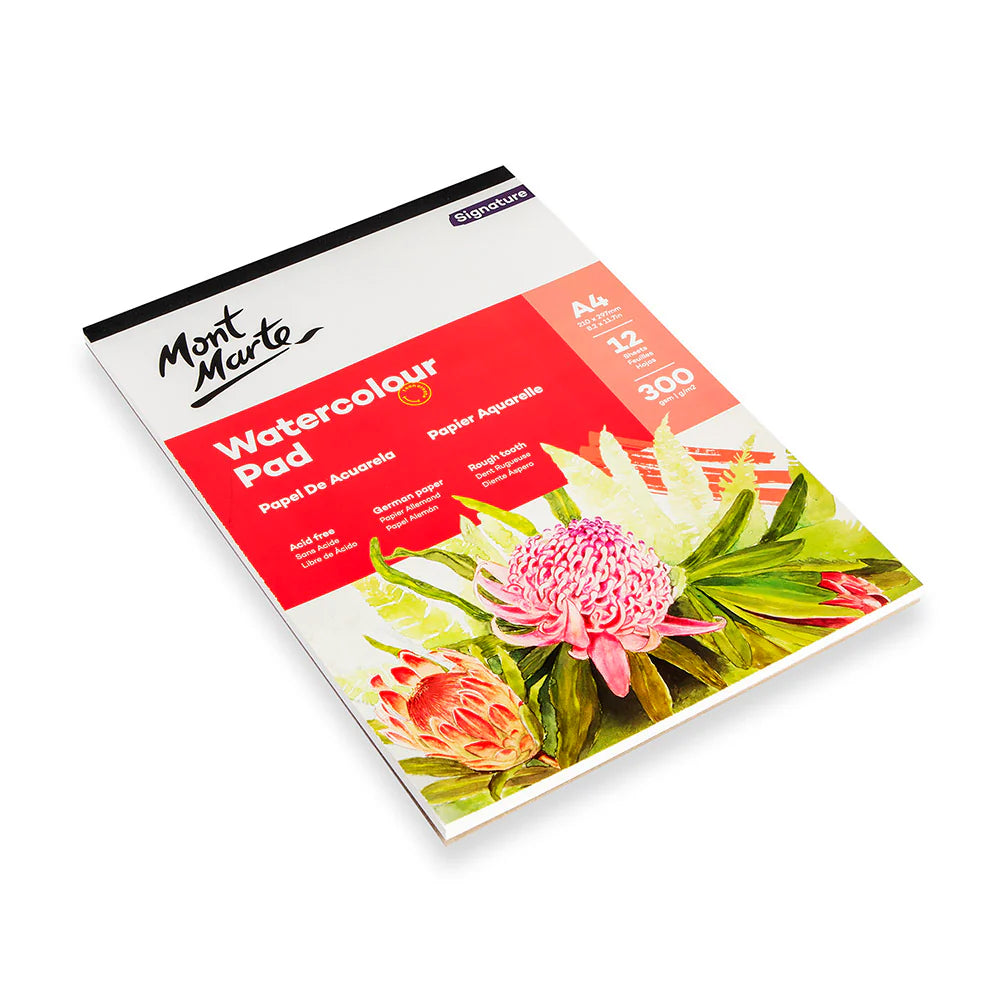 Mont Marte Watercolour Pad Signature A4 12 Sheet 300gsm