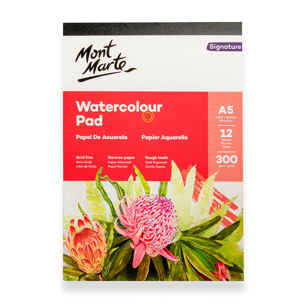 Mont Marte Watercolour Pad Signature A5 12 Sheet 300gsm