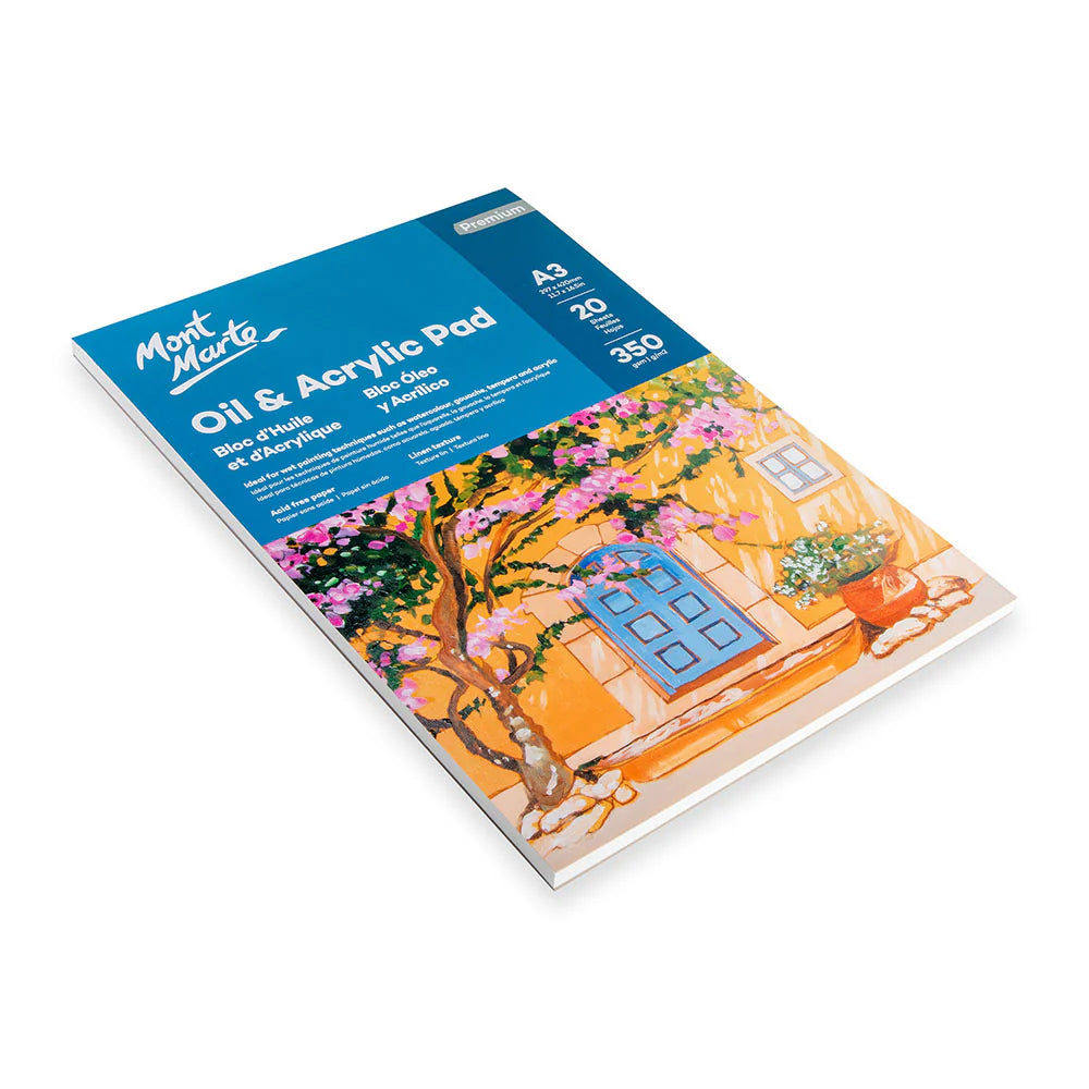 Mont Marte Oil & Acrylic Pad Premium A3 20 Sheets 350gsm