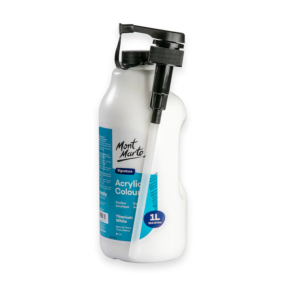 Mont Marte Signature Acrylic Colour 1 Litre (33.8Oz) - Titanium White
