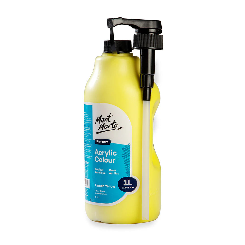 Mont Marte Acrylic Colour Signature 1L (33.8 US fl.oz) Bottle - Lemon Yellow