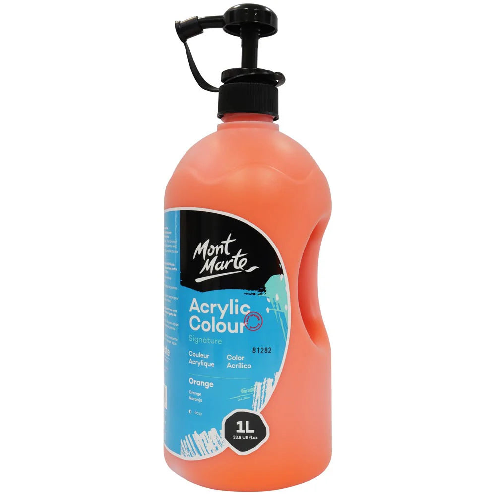 Mont Marte Acrylic Colour Signature 1L (33.8 US fl.oz) Bottle - Orange