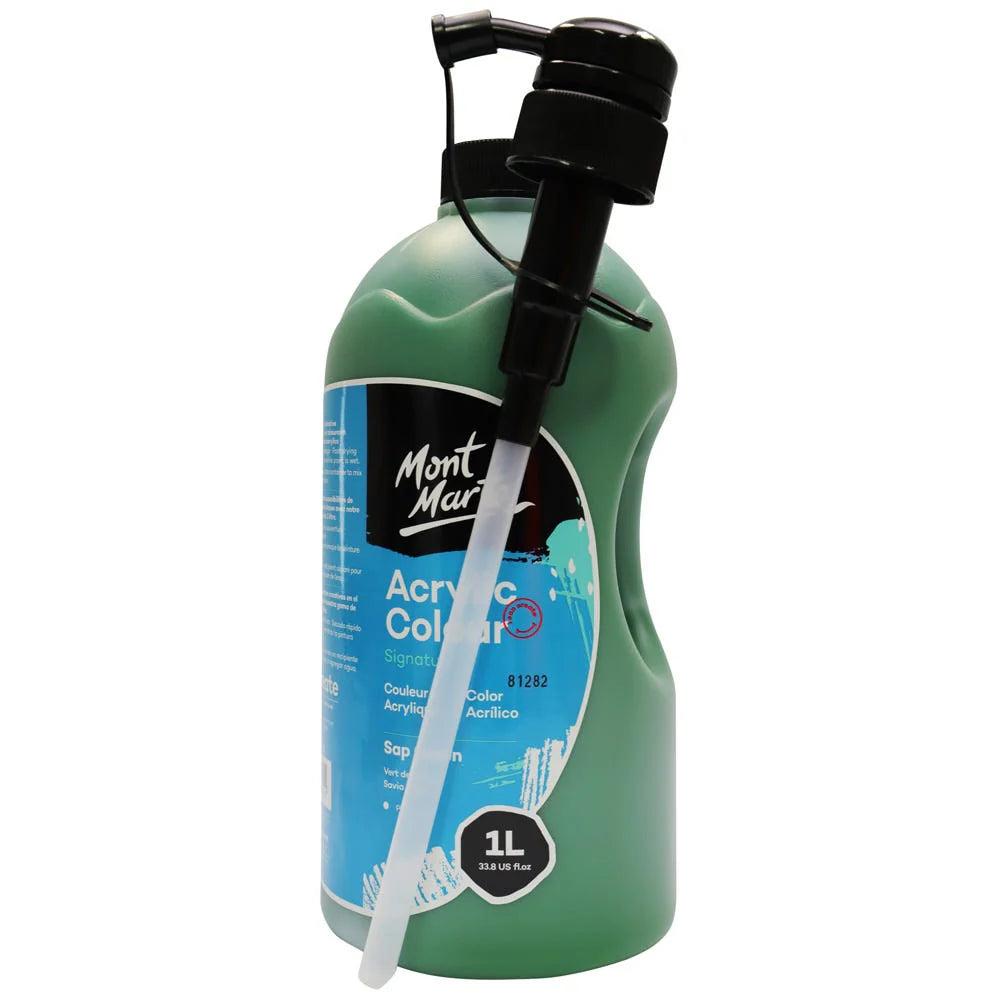 Mont Marte Acrylic Colour Signature 1L (33.8 US fl.oz) Bottle - Sap Green