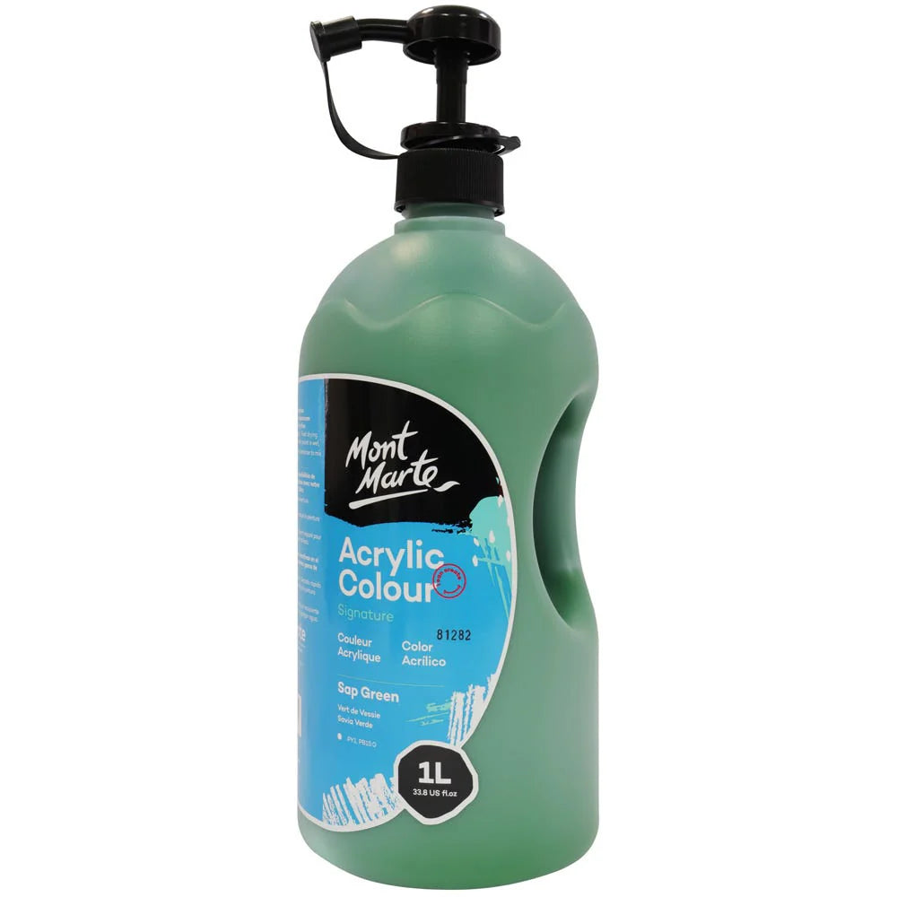 Mont Marte Acrylic Colour Signature 1L (33.8 US fl.oz) Bottle - Sap Green