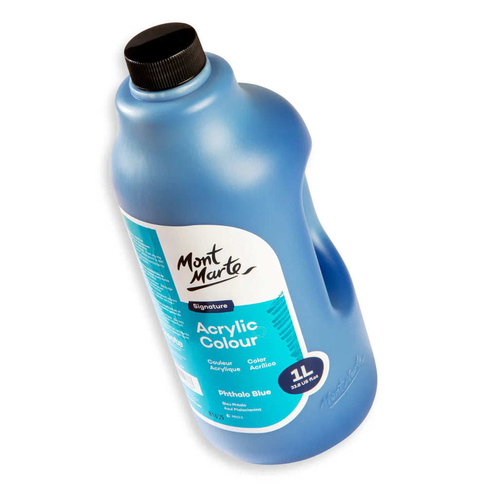 Mont Marte MM Acrylic Colour w/Pump 1L - Phthalo Blue