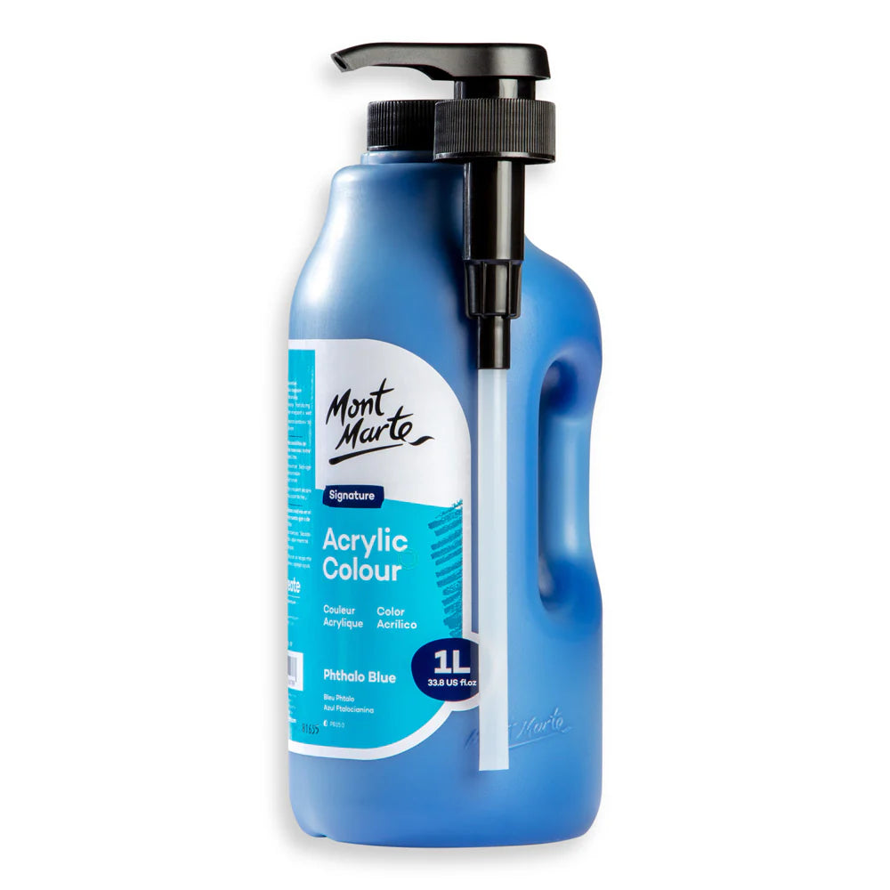 Mont Marte MM Acrylic Colour w/Pump 1L - Phthalo Blue