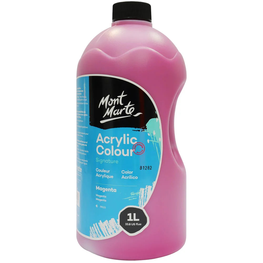 Mont Marte Acrylic Colour Signature 1L (33.8 US fl.oz) Bottle - Magenta