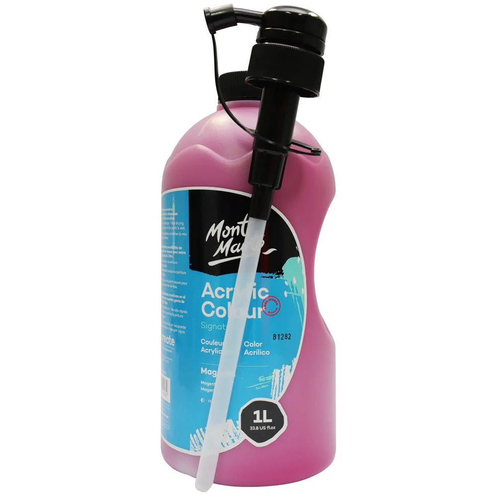 Mont Marte Acrylic Colour Signature 1L (33.8 US fl.oz) Bottle - Magenta