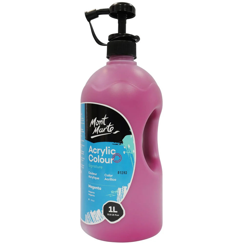 Mont Marte Acrylic Colour Signature 1L (33.8 US fl.oz) Bottle - Magenta