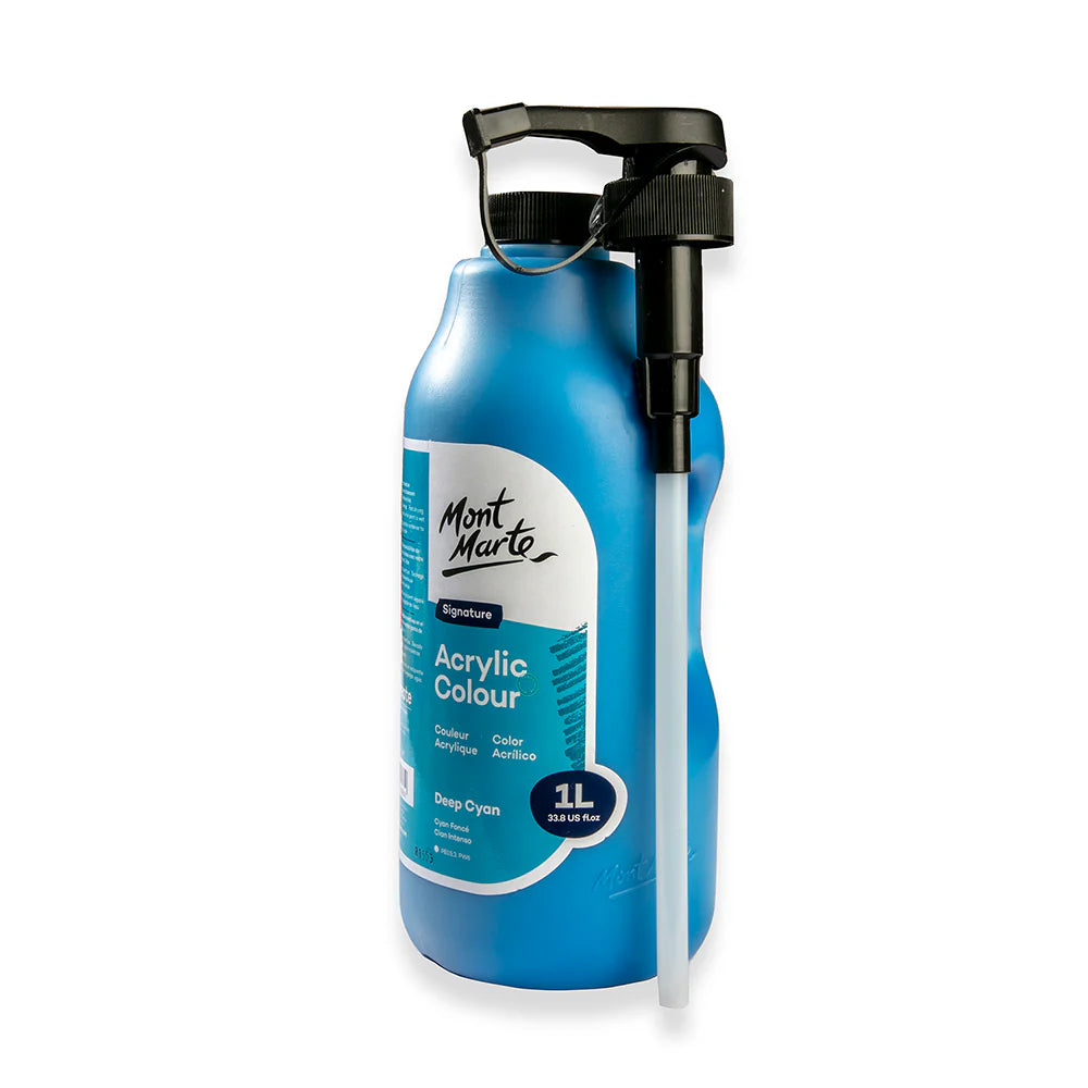 Mont Marte Acrylic Colour Signature 1L (33.8 US fl.oz) Bottle - Deep Cyan