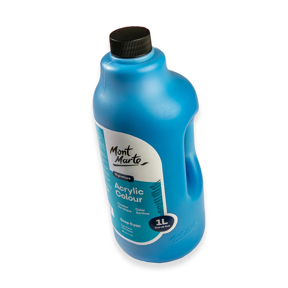 Mont Marte Acrylic Colour Signature 1L (33.8 US fl.oz) Bottle - Deep Cyan