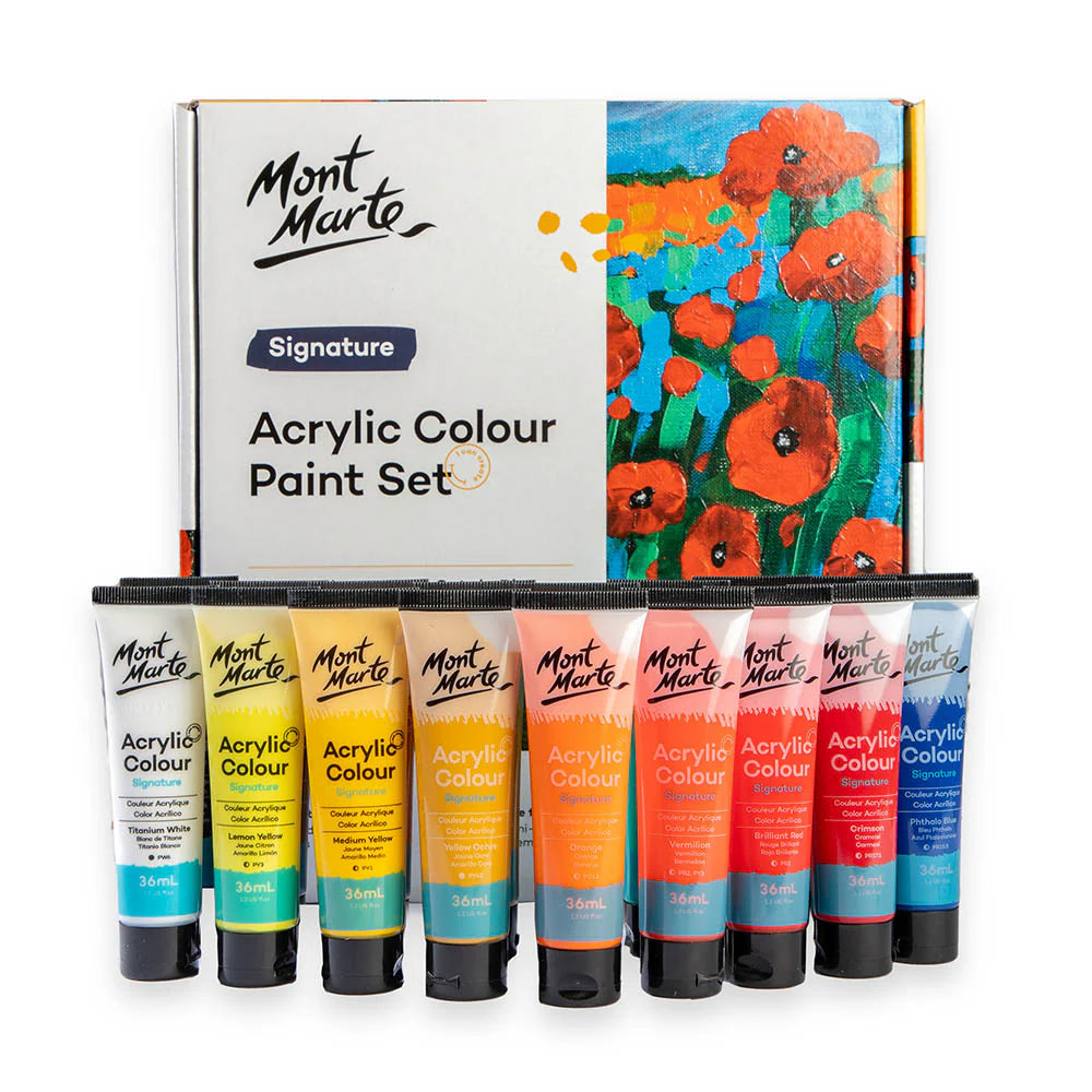 Mont Marte Acrylic Colour Paint Set Signature 18pc x 36ml (1.2 US fl.oz)