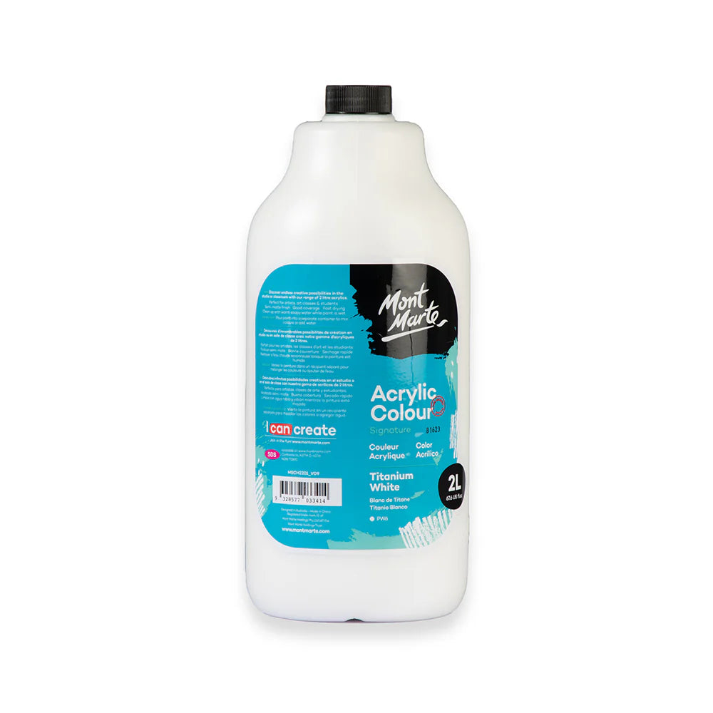 Mont Marte Signature Acrylic Colour 2 Litre (67.6Oz) Pump - Titanium White