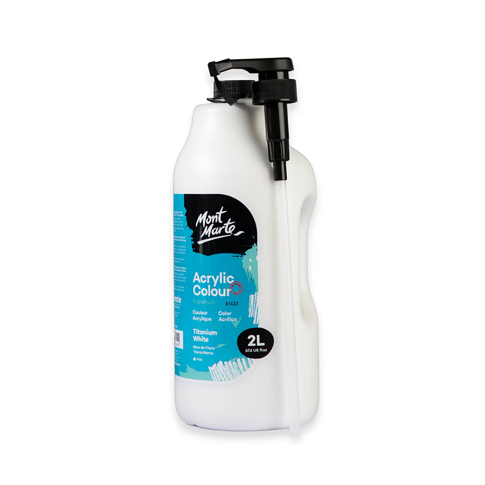 Mont Marte Signature Acrylic Colour 2 Litre (67.6Oz) Pump - Titanium White