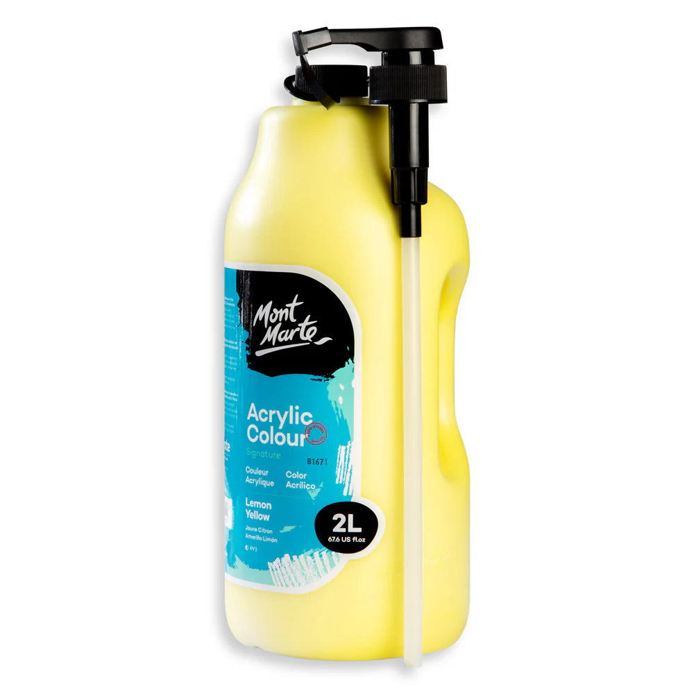 Mont Marte Acrylic Colour Paint Signature 2L (67.6 US fl.oz) Bottle – Lemon Yellow