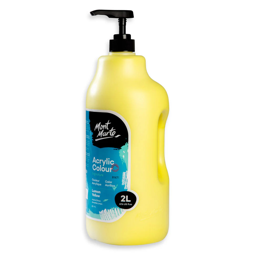 Mont Marte Acrylic Colour Paint Signature 2L (67.6 US fl.oz) Bottle – Lemon Yellow