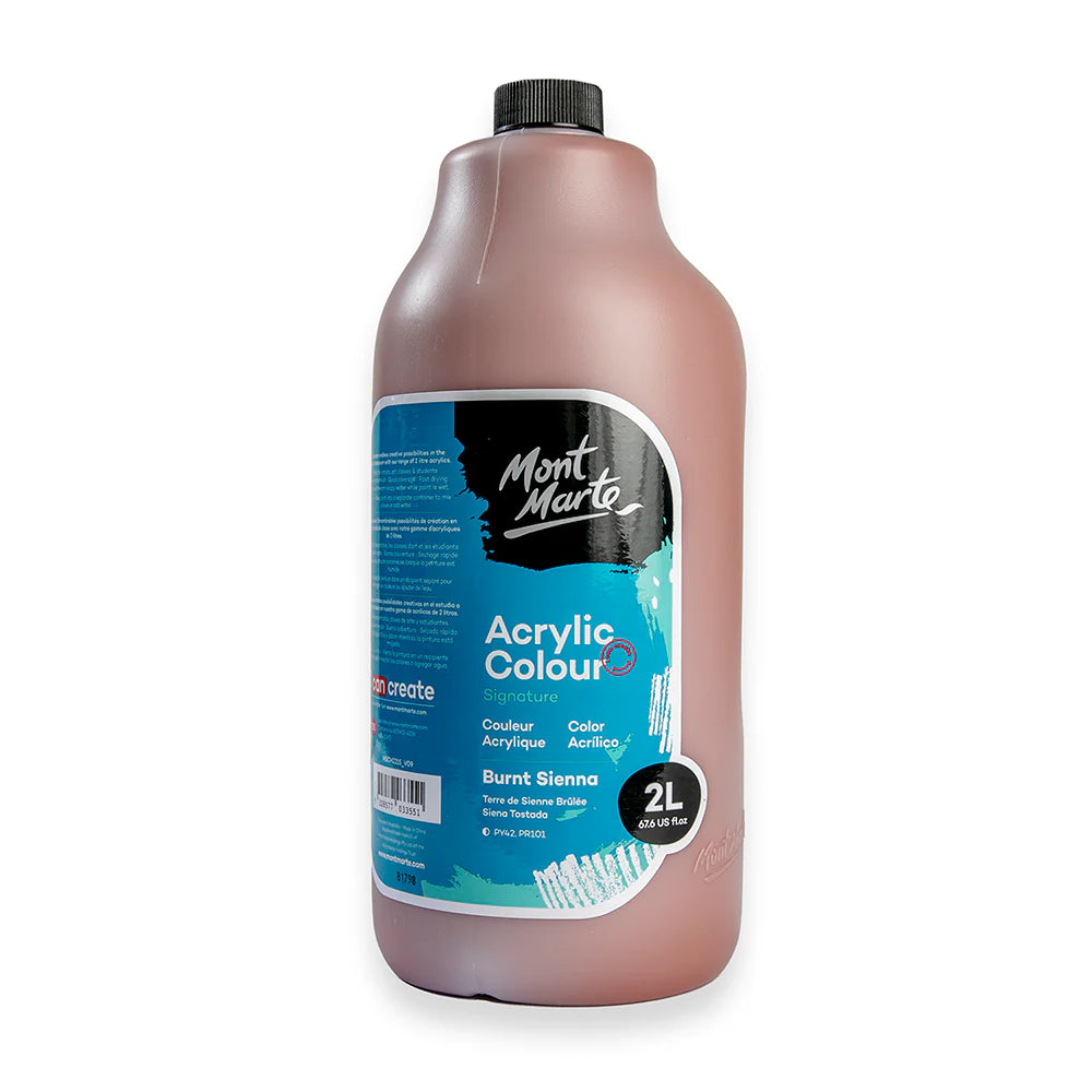 Mont Marte Acrylic Colour Paint Signature 2L (67.6 US fl.oz) Bottle – Burnt Sienna