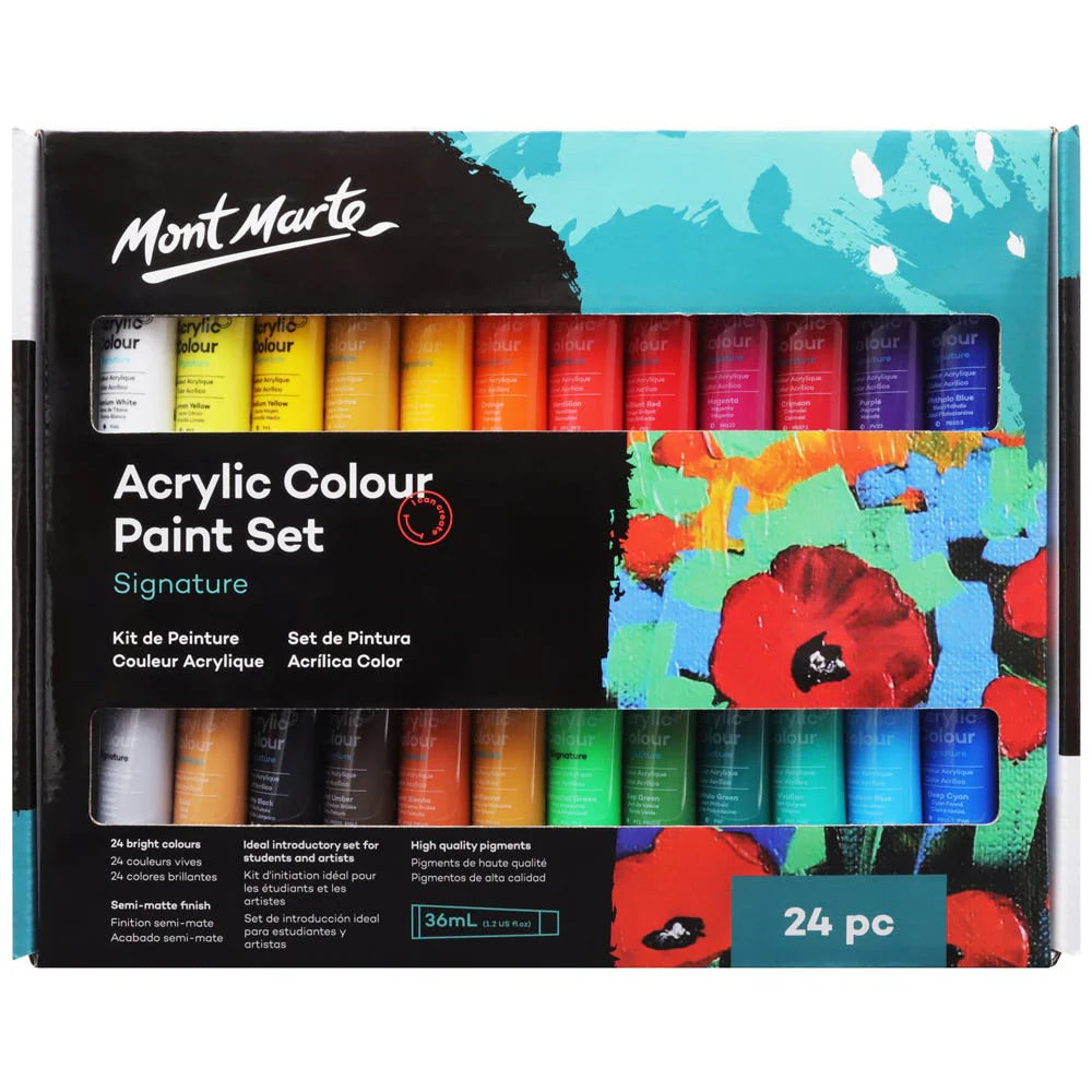 Mont Marte Acrylic Colour Paint Set Signature 24pc x 36ml (1.2oz)