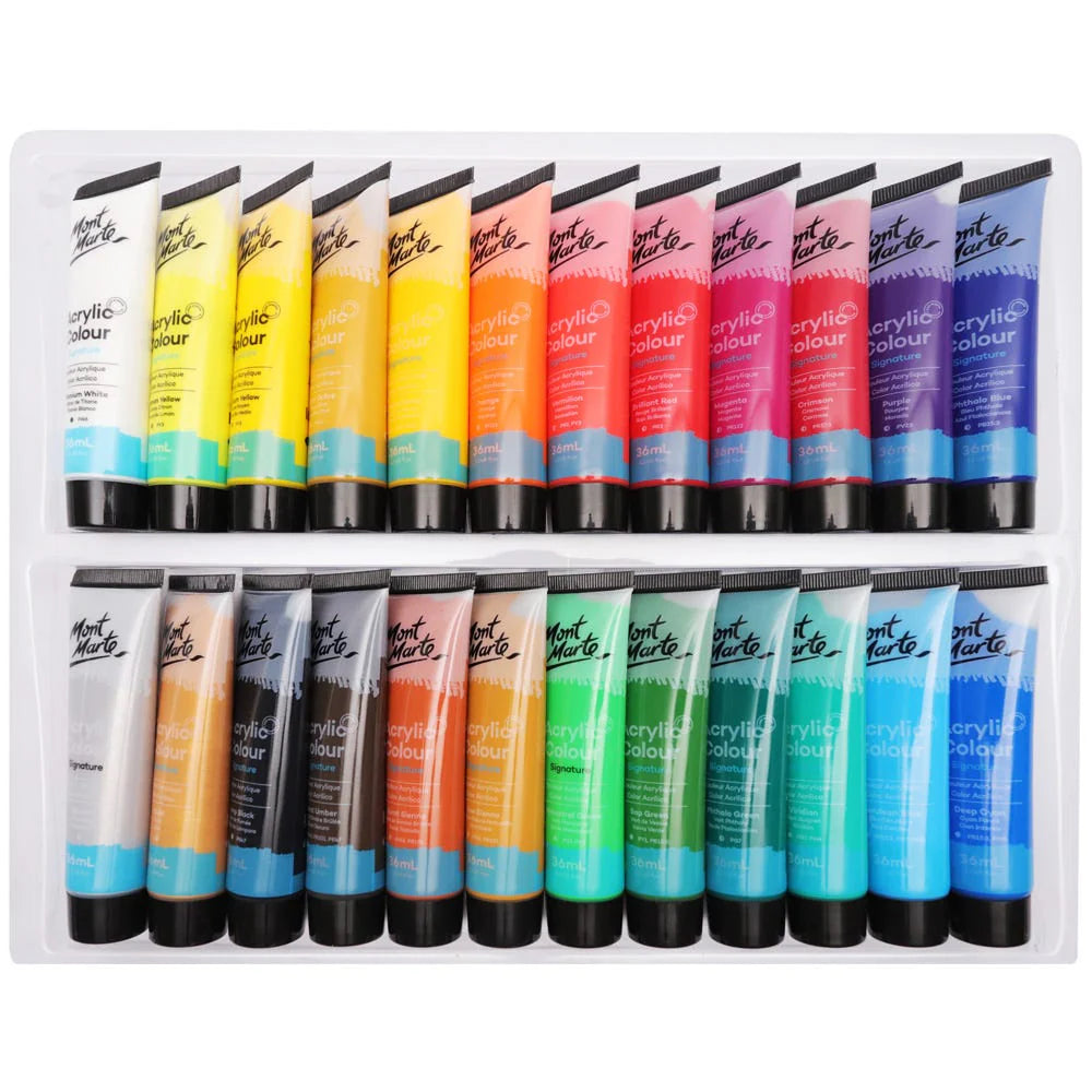 Mont Marte Acrylic Colour Paint Set Signature 24pc x 36ml (1.2oz)