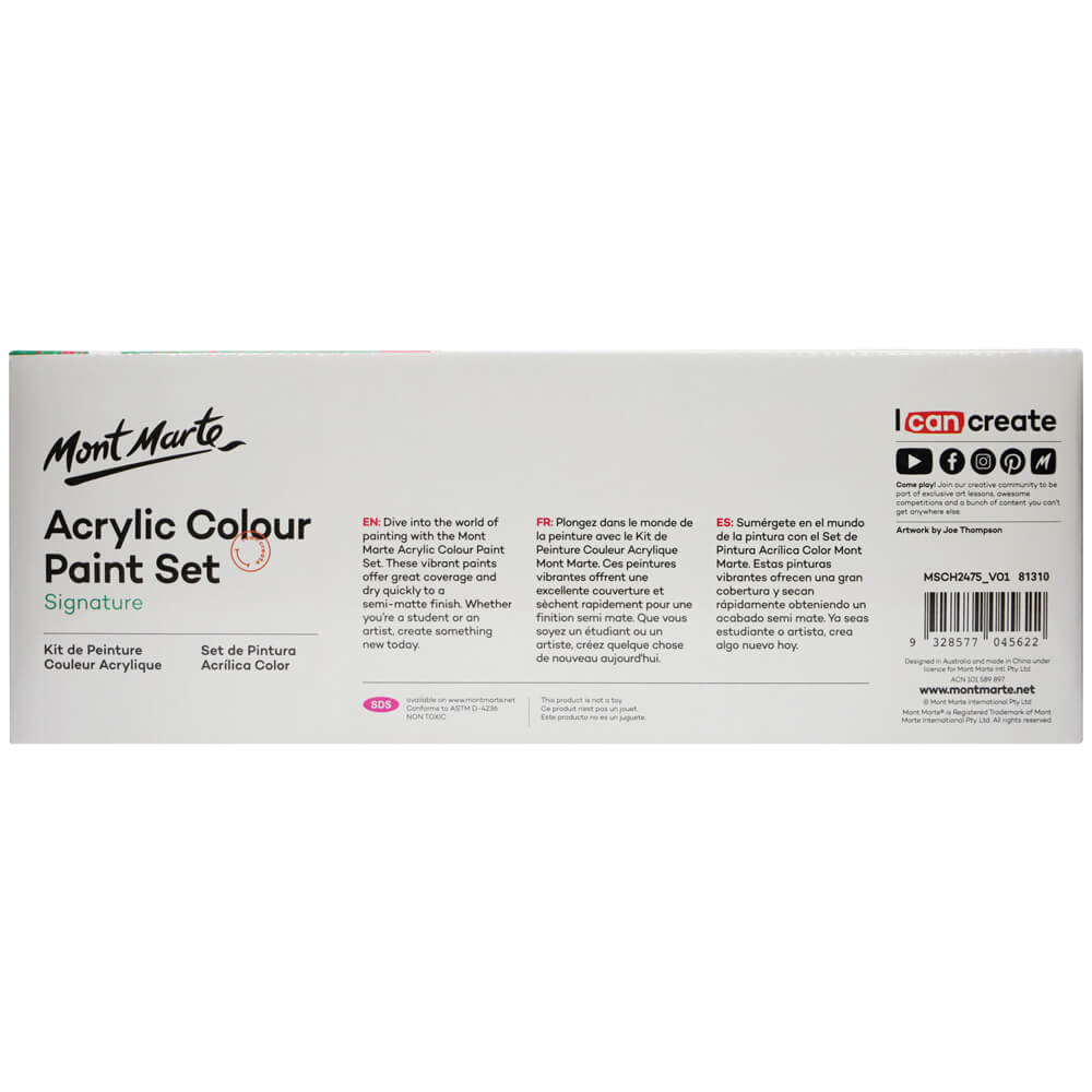 Mont Marte Acrylic Colour Paint Set Signature 24pc x 75ml (2.5 US fl.oz)