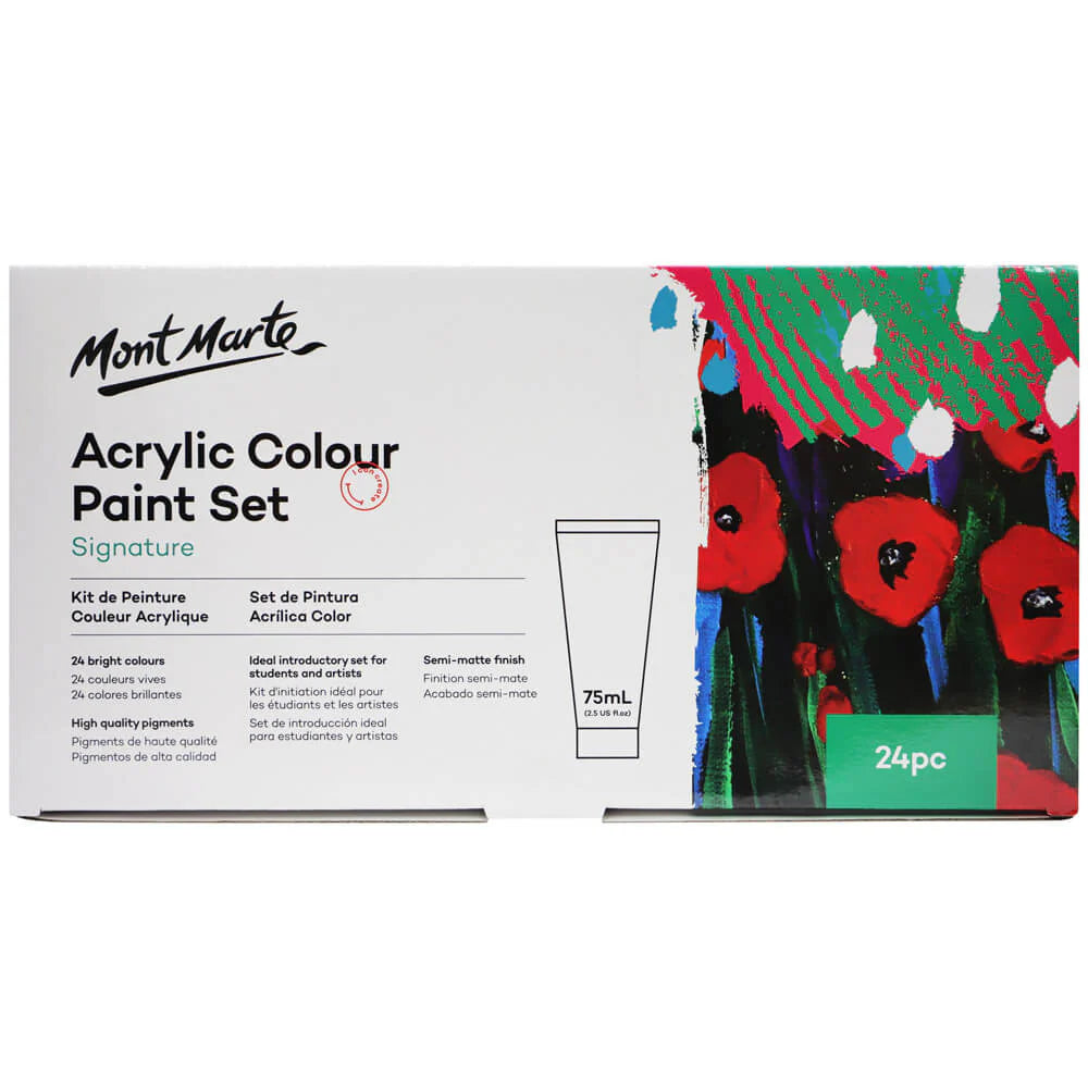Mont Marte Acrylic Colour Paint Set Signature 24pc x 75ml (2.5 US fl.oz)