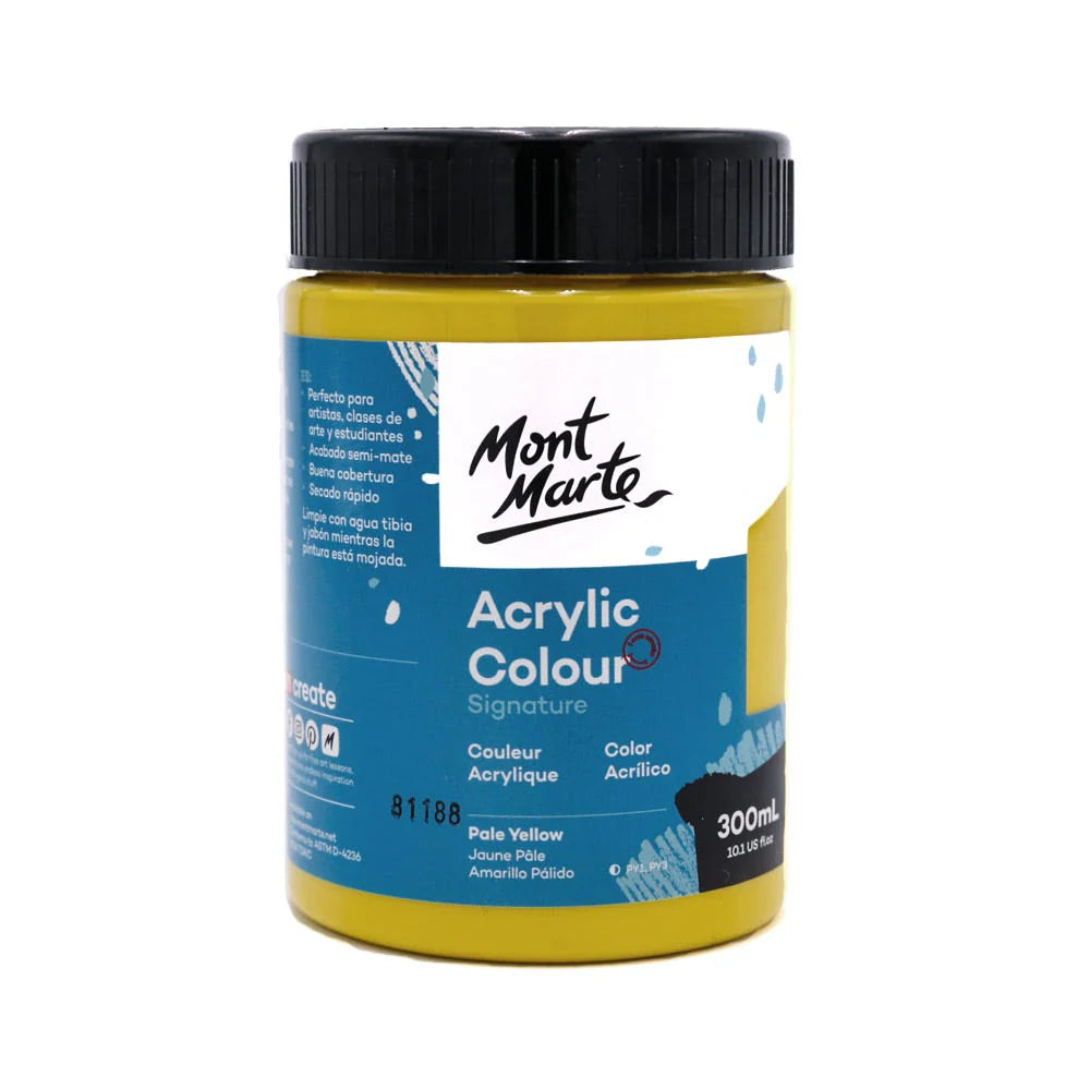 Mont Marte Acrylic Colour Paint Signature 300ml (10.1 US fl.oz) - Pale Yellow