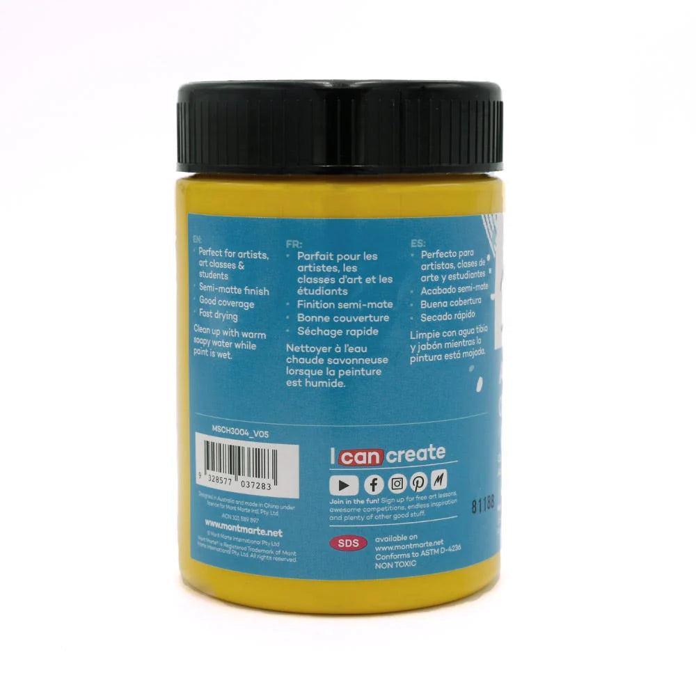 Mont Marte Acrylic Colour Paint Signature 300ml (10.1 US fl.oz) - Medium Yellow