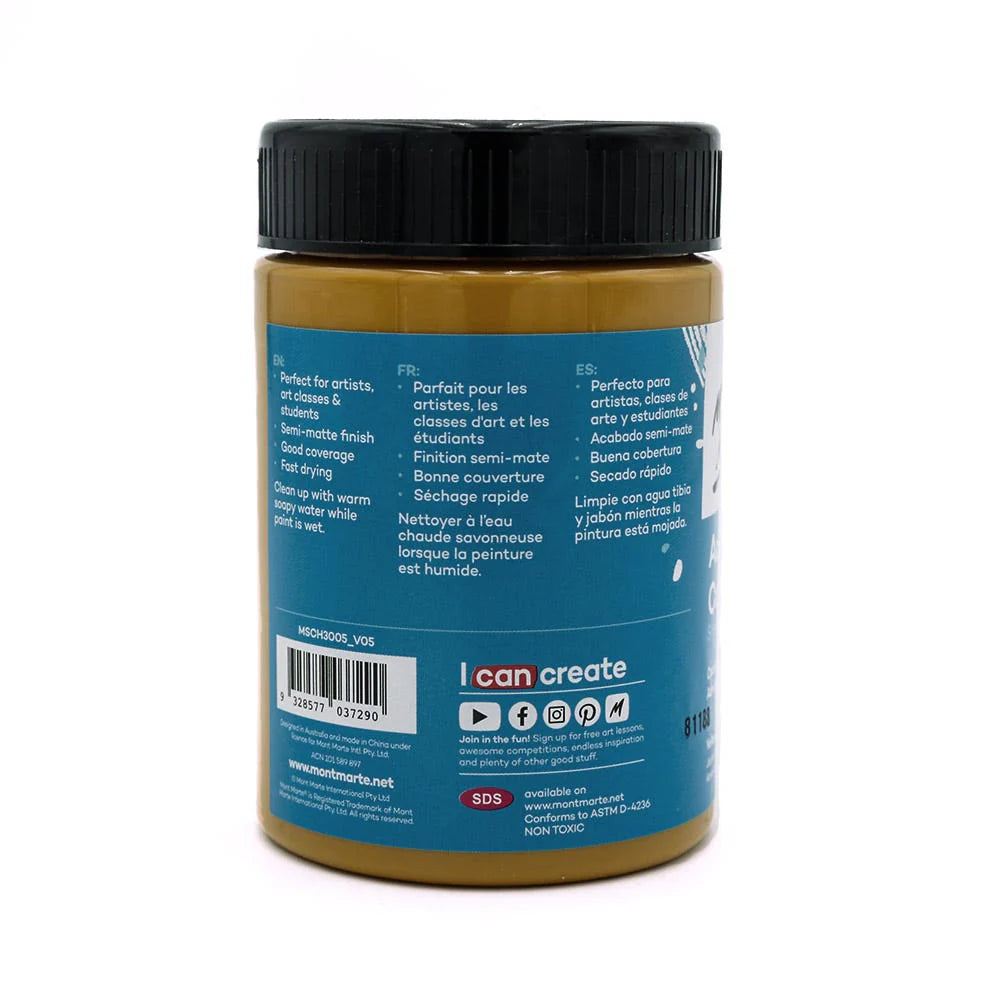 Mont Marte Acrylic Colour Paint Signature 300ml (10.1 US fl.oz) - Yellow Ochre