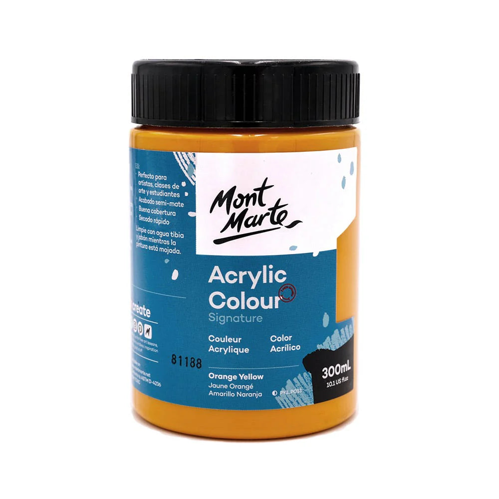 Mont Marte Acrylic Colour Paint Signature 300ml (10.1 US fl.oz) - Orange Yellow