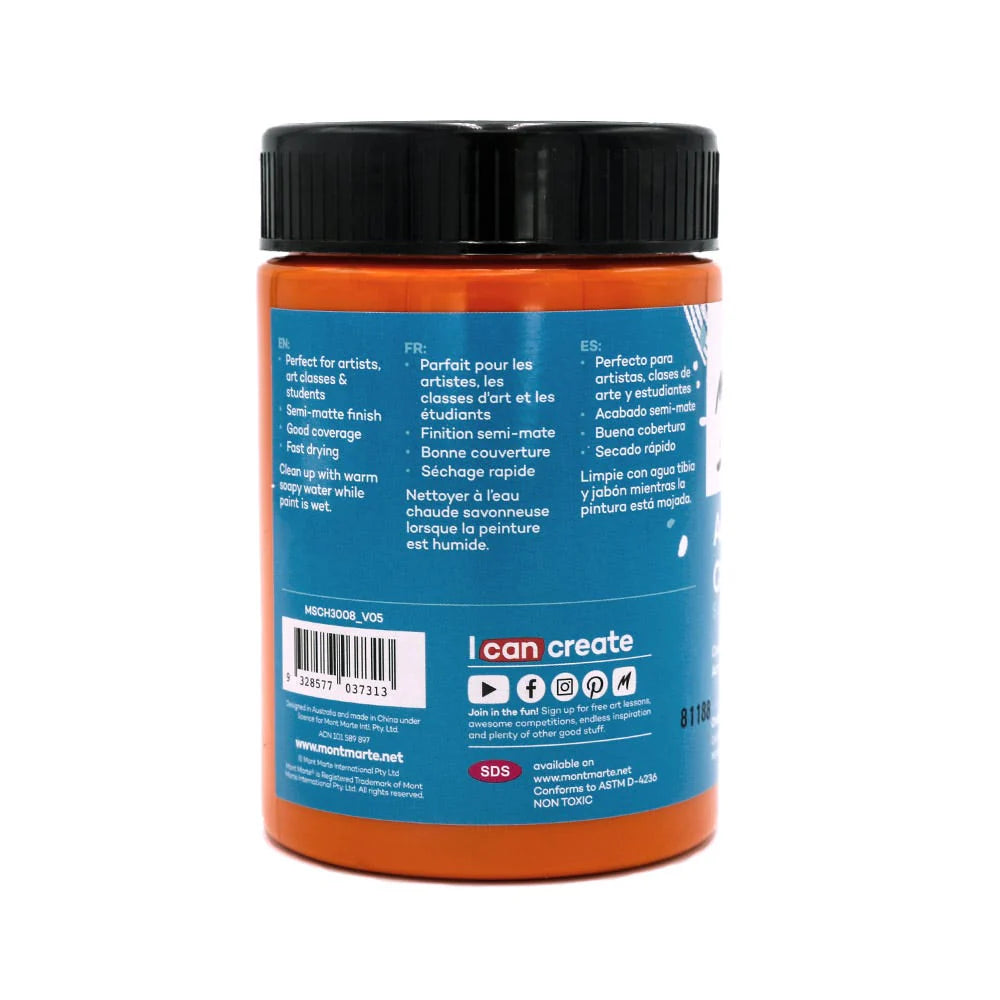 Mont Marte Acrylic Colour Paint Signature 300ml (10.1 US fl.oz) - Orange