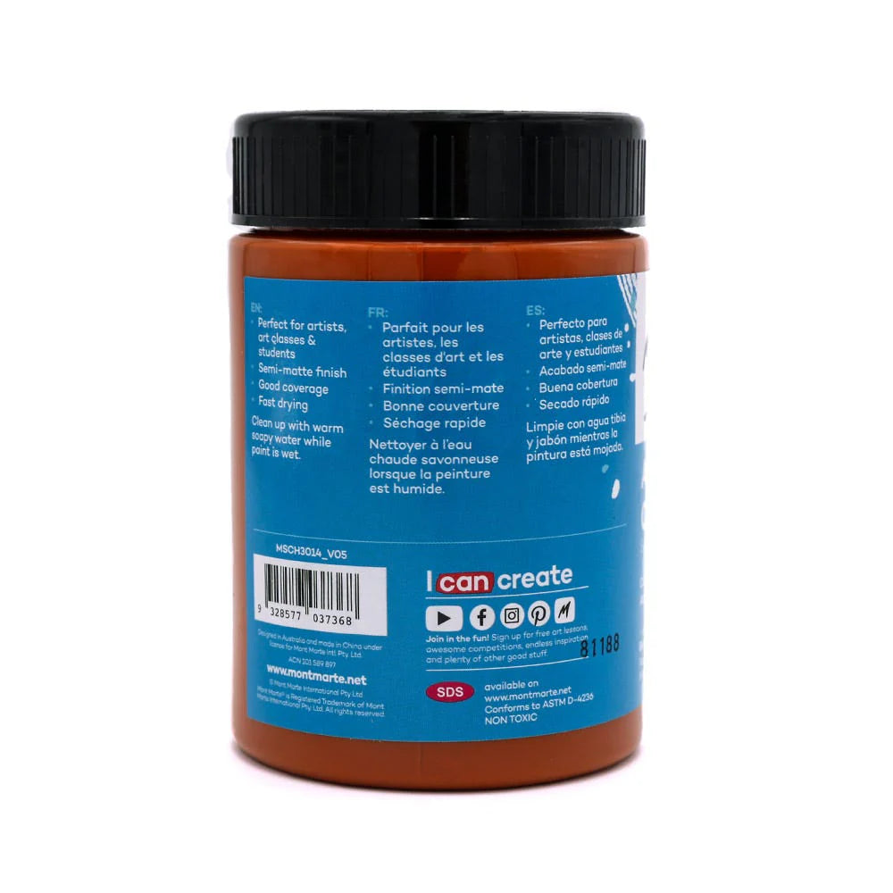 Mont Marte Acrylic Colour Paint Signature 300ml (10.1 US fl.oz) - Burnt Sienna