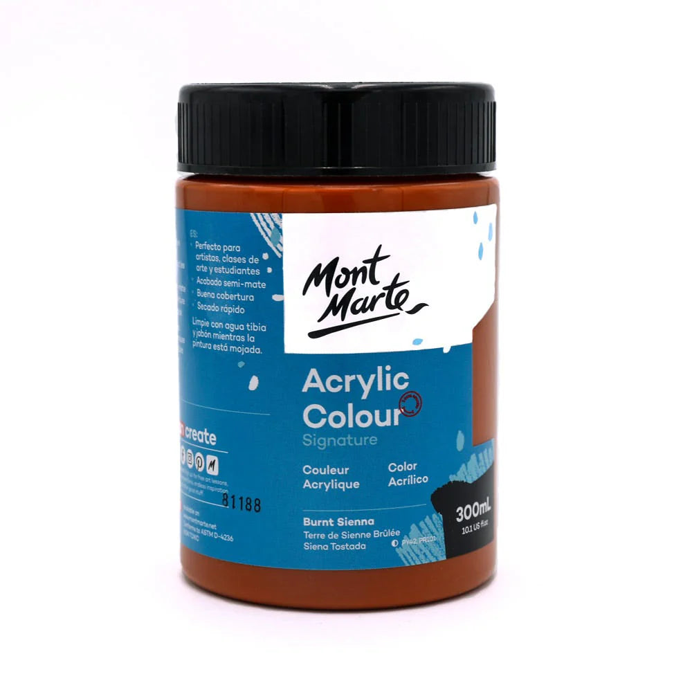 Mont Marte Acrylic Colour Paint Signature 300ml (10.1 US fl.oz) - Burnt Sienna