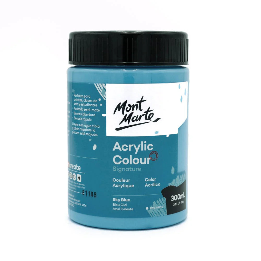 Mont Marte Acrylic Colour Paint Signature 300ml (10.1 US fl.oz) - Sky Blue