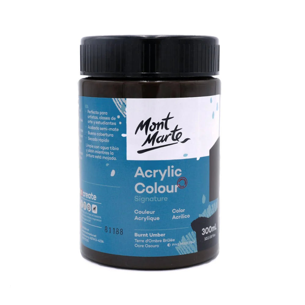 Mont Marte Signature Acrylic Colour 300mL (10.1Oz) - Burnt Umber