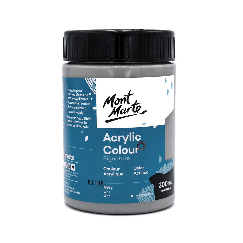 Mont Marte Acrylic Colour Paint Signature 300ml (10.1 US fl.oz) - Grey