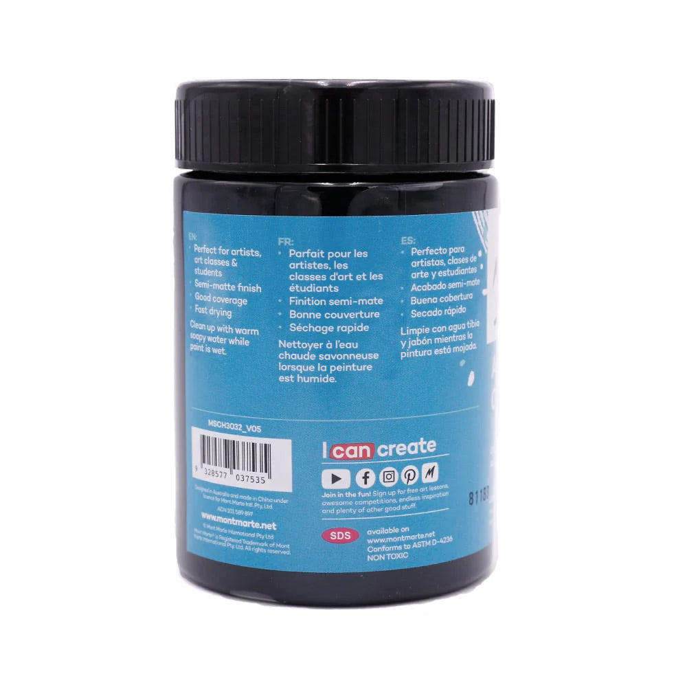 Mont Marte Acrylic Colour Paint Signature 300ml (10.1 US fl.oz) - Lamp Black